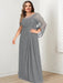 Plus Size Floor-Length Mother of the Bride A-Line Dress with Scoop Neckline Pleats and Sequins