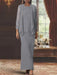 Floor-Length Scoop Neck Sheath Dress with Long Sleeves and Jacket for the Mother of the Bride