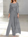 Floor-Length Square Neck Chiffon Mother of the Bride Pantsuit with Jacket & Side Split