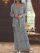 Ankle-length Chiffon Mother of the Bride Dress with Sequins and Jacket