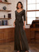 V-Neck Chiffon Jumpsuit with Ruched Detail and 3/4 Sleeves for the Mother