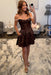 Chocolate Pearl Corset Homecoming Dress with Off-Shoulder Straps