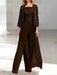 Floor-Length Square Neck Chiffon Mother of the Bride Pantsuit with Jacket & Side Split
