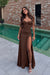 Chocolate Sweetheart Satin Prom Dress Mermaid with Front Split
