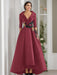 V-Neck A-Line Princess Floor-Length Mother of the Bride Dress with 3/4 Sleeves Appliques and Beading
