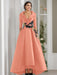 V-Neck A-Line Princess Floor-Length Mother of the Bride Dress with 3/4 Sleeves Appliques and Beading