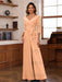 V-Neck Chiffon Jumpsuit with Ruched Detail and 3/4 Sleeves for the Mother