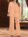 Plus Size 3-Piece Mother of the Bride Chiffon Pantsuit with V-Neck Floor-Length Jacket & Sequins