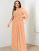 Plus Size Floor-Length Mother of the Bride A-Line Dress with Scoop Neckline Pleats and Sequins