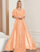 Plus Size Mother of the Bride A-Line Floor-Length Dress with V-Neck and Half Sleeves