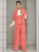 Ankle-Length Mother of the Bride Pantsuits in 3 Pieces Featuring Square Neck Jacket & Lace Appliques
