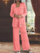 Sequined Chiffon Pantsuits for the Mother of the Bride with Jacket