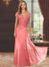 Sweetheart Short-Sleeve Floor-Length Sheath Mother of the Bride Dress with Lace Appliques & Sequins