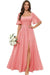 Square Neck Ruffle Sleeve Chiffon Bridesmaid Dress with Slit