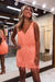 Coral V-Neck Backless Tight Short Homecoming Dress with Fringes