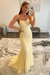 Daffodil Lace Mermaid Backless Long Prom Dresses