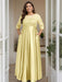 Daffodil Plus Size Floor-Length Mother of the Bride A-Line Dress with 3/4 Sleeves Scoop Neck Bow & Sequins