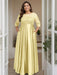 Daffodil Plus Size Floor-Length Mother of the Bride A-Line Dress with 3/4 Sleeves Scoop Neck Bow & Sequins
