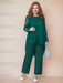 Plus Size Mother of the Bride Scoop Neck Chiffon Pantsuit with Appliques