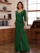 V-Neck Chiffon Jumpsuit with Ruched Detail and 3/4 Sleeves for the Mother