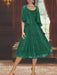 Princess A-Line Tea-Length Mother of the Bride Dress with Scoop Neck Half Sleeves Appliques and Jacket