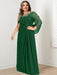 Plus Size Floor-Length Mother of the Bride A-Line Dress with Scoop Neckline Pleats and Sequins