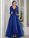 V-Neck A-Line Princess Floor-Length Mother of the Bride Dress with 3/4 Sleeves Appliques and Beading