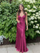 Rose V-neck Beaded Satin A Line Prom Dress