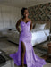 Purple Sparkly Strapless Mermaid Sequined Prom Dress with Slit