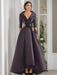 V-Neck A-Line Princess Floor-Length Mother of the Bride Dress with 3/4 Sleeves Appliques and Beading
