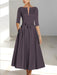 Ankle-Length Mother of the Bride A-Line Dress with Half Sleeves and Pockets
