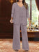 Plus Size 3-Piece Mother of the Bride Chiffon Pantsuit with V-Neck Floor-Length Jacket & Sequins