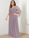 Plus Size Floor-Length Mother of the Bride A-Line Dress with Scoop Neckline Pleats and Sequins