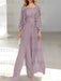 Floor-Length Square Neck Chiffon Mother of the Bride Pantsuit with Jacket & Side Split
