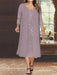 Dusk V-Neck Long-Sleeve Tea-Length Plus Size Mother of the Bride Dress with Jacket and Sequins