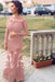 Dusty Rose Trumpet/Mermaid Bateau Long Sleeves Applique Lace Dresses - Prom Dresses