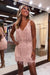 Dusty Rose V-Neck Backless Tight Short Homecoming Dress with Fringes