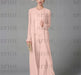 Long-Sleeve Chiffon Mother of the Bride Pantsuit with Jacket and Sequins