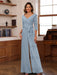 V-Neck Chiffon Jumpsuit with Ruched Detail and 3/4 Sleeves for the Mother