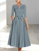 Ankle-Length Mother of the Bride A-Line Dress with Half Sleeves and Pockets