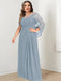 Plus Size Floor-Length Mother of the Bride A-Line Dress with Scoop Neckline Pleats and Sequins