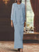 Floor-Length Scoop Neck Sheath Dress with Long Sleeves and Jacket for the Mother of the Bride