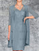 Dusty Blue Knee-Length V-Neck Sheath/Column Mother of the Bride Dresses