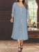 Dusty Blue V-Neck Long-Sleeve Tea-Length Plus Size Mother of the Bride Dress with Jacket and Sequins