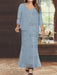 Plus Size V-Neck Ankle-Length Sheath/Column Mother of the Bride Dresses with Sequins & Jacket