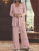 Sequined Chiffon Pantsuits for the Mother of the Bride with Jacket