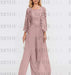 Floor-Length Square Neck Chiffon Mother of the Bride Pantsuit with Jacket & Side Split