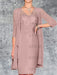 Dusty Pink Knee-Length V-Neck Sheath/Column Mother of the Bride Dresses