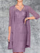 Dusty Purple Knee-Length V-Neck Sheath/Column Mother of the Bride Dresses