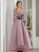 V-Neck A-Line Princess Floor-Length Mother of the Bride Dress with 3/4 Sleeves Appliques and Beading